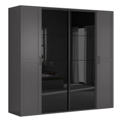 Шкаф BRW 138 251 см, графитовый с чёрным