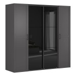 Шкаф BRW 139 220 см, графитовый с чёрным