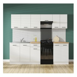 Кухонный комплект JUNONA 230 см, белый с кремовым глянцем Кухонный комплект JUNONA 230 см, белый с кремовым глянцем