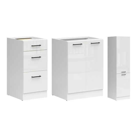 סט מטבח JUNONA 240, לבן עם קרם מבריק