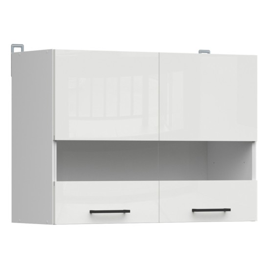 ארונית עליונה JUNONA 80, לבן עם קרם מבריק