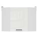 Corner wall cabinet JUNONA 57 cm, white with chalk gloss