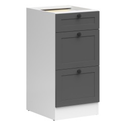 Base cabinet JUNONA 40 cm, 3 drawers, white with graphite