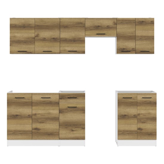 סט מטבח JUNONA 230, לבן עם אלון דלאנו בהיר