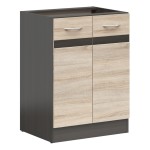 Base cabinet JUNONA 60 cm, 2 doors, wenge with sonoma oak