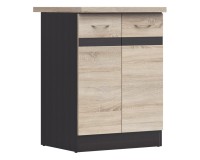 Base cabinet JUNONA 60 cm, 2 doors, wenge with sonoma oak