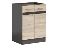 Нижний шкаф JUNONA 60 см, 2 двери, венге с дубом сонома