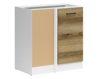 Corner base cabinet JUNONA 100 cm, left-hand, white with light delano oak