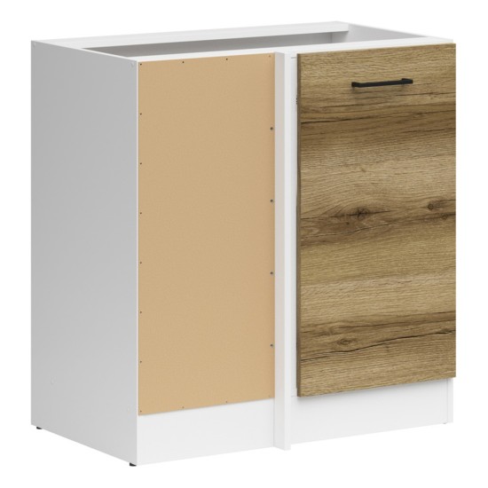 Corner base cabinet JUNONA 100 cm, left-hand, white with light delano oak