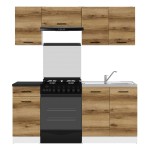 Kitchen set JUNONA 180 cm, with worktop, white with oak