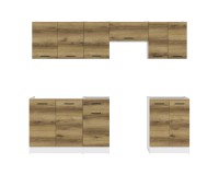 Kitchen set JUNONA 240 cm, with worktop, white with oak