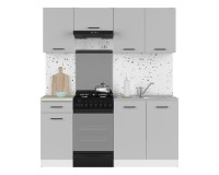 Kitchen set JUNONA 170 cm, with worktop, white with grey