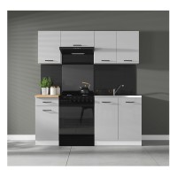 סט מטבח JUNONA 180, עם משטח, לבן עם אפור