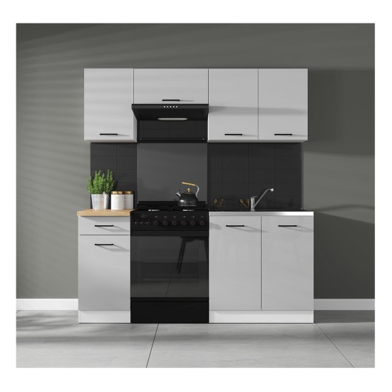 סט מטבח JUNONA 180, עם משטח, לבן עם אפור