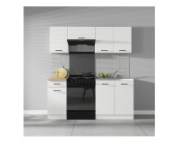 סט מטבח JUNONA 180, עם משטח, לבן עם קרם מבריק