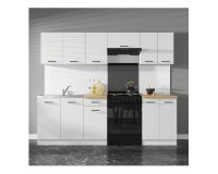 Kitchen set JUNONA 240 cm, with worktop, white with chalk gloss