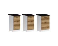 Base cabinet JUNONA 40 cm, 1 door, left-hand, with worktop, white with oak Base cabinet JUNONA 40 cm, 1 door, left-hand, with worktop, white with oak