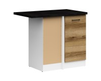 Corner base cabinet JUNONA 100 cm, left-hand, with worktop, white with oak