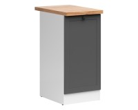 Base cabinet JUNONA 40 cm, 1 door, right-hand, with worktop, white with graphite