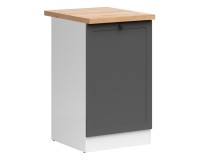 Base cabinet JUNONA 50 cm, 1 door, left-hand, with worktop, white with graphite