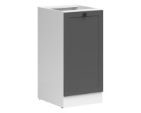 Base cabinet JUNONA 50 cm, 1 door, left-hand, with worktop, white with graphite