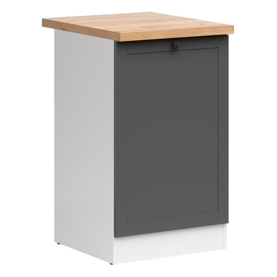 Base cabinet JUNONA 50 cm, 1 door, right-hand, with worktop, white with graphite