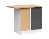 Corner base cabinet JUNONA 100 cm, left-hand, with worktop, white with graphite