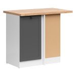 Corner base cabinet JUNONA 100 cm, right-hand, with worktop, white with graphite