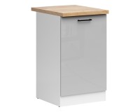 Base cabinet JUNONA 50 cm, 1 door, left-hand, with worktop, white with grey