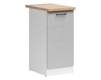 Base cabinet JUNONA 40 cm, 1 door, left-hand, with worktop, white with chalk gloss