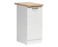 ארונית תחתונה JUNONA 40, 1 דלת, ימני, עם משטח, לבן עם קרם מבריק