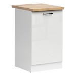 Base cabinet JUNONA 50 cm, 1 door, right-hand, with worktop, white with chalk gloss