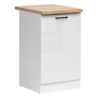 Base cabinet JUNONA 50 cm, 1 door, right-hand, with worktop, white with chalk gloss