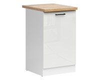 Base cabinet JUNONA 50 cm, 1 door, right-hand, with worktop, white with chalk gloss