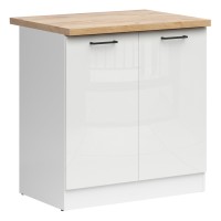 Base cabinet JUNONA 80 cm, 2 doors, with worktop, white with chalk gloss