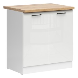 Base cabinet JUNONA 80 cm, 2 doors, with worktop, white with chalk gloss