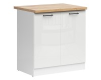 Base cabinet JUNONA 80 cm, 2 doors, with worktop, white with chalk gloss