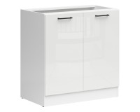 Base cabinet JUNONA 80 cm, 2 doors, with worktop, white with chalk gloss