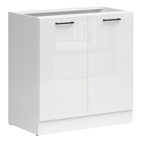 ארונית תחתונה JUNONA 80, 2 דלתות, עם משטח, לבן עם קרם מבריק