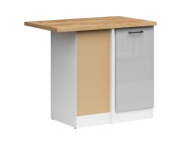 Corner base cabinet JUNONA 100 cm, left-hand, with worktop, white with chalk gloss