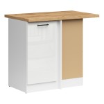 Corner base cabinet JUNONA 100 cm, right-hand, with worktop, white with chalk gloss
