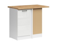 Corner base cabinet JUNONA 100 cm, right-hand, with worktop, white with chalk gloss