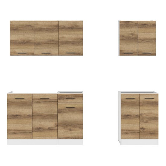 Kitchen set JUNONA 180A cm, white with light delano oak