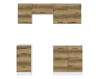 Kitchen set JUNONA 180A cm, with worktop, white with oak