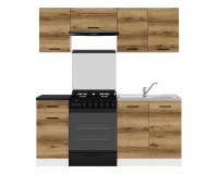 Kitchen set JUNONA 180A cm, with worktop, white with oak