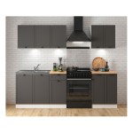 Kitchen set JUNONA 180A cm, with worktop, white with graphite