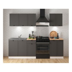 Kitchen set JUNONA 180A cm, with worktop, white with graphite