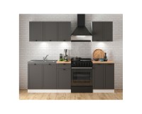 Kitchen set JUNONA 180A cm, with worktop, white with graphite