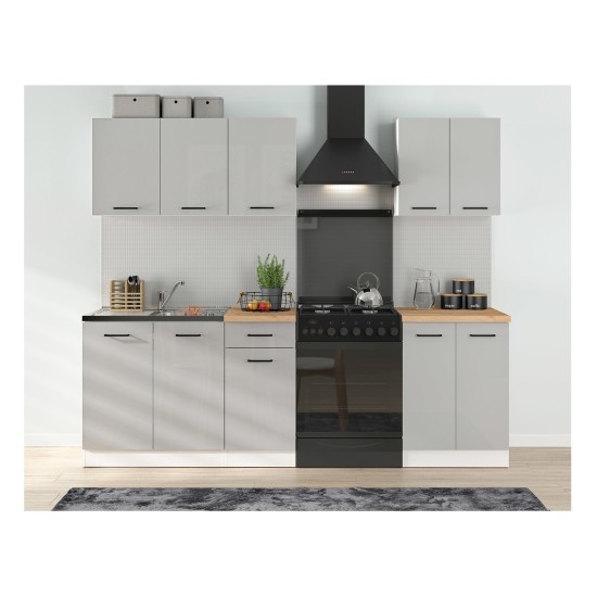 Kitchen set JUNONA 180A cm, with worktop, white with grey