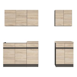 Kitchen set JUNONA 180A cm, with worktop, wenge with sonoma oak